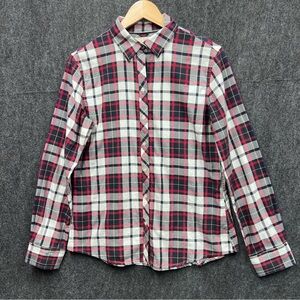 Banana Republic Red & Black Plaid Soft Wash Long Sleeve Button Up Shirt SZ MD